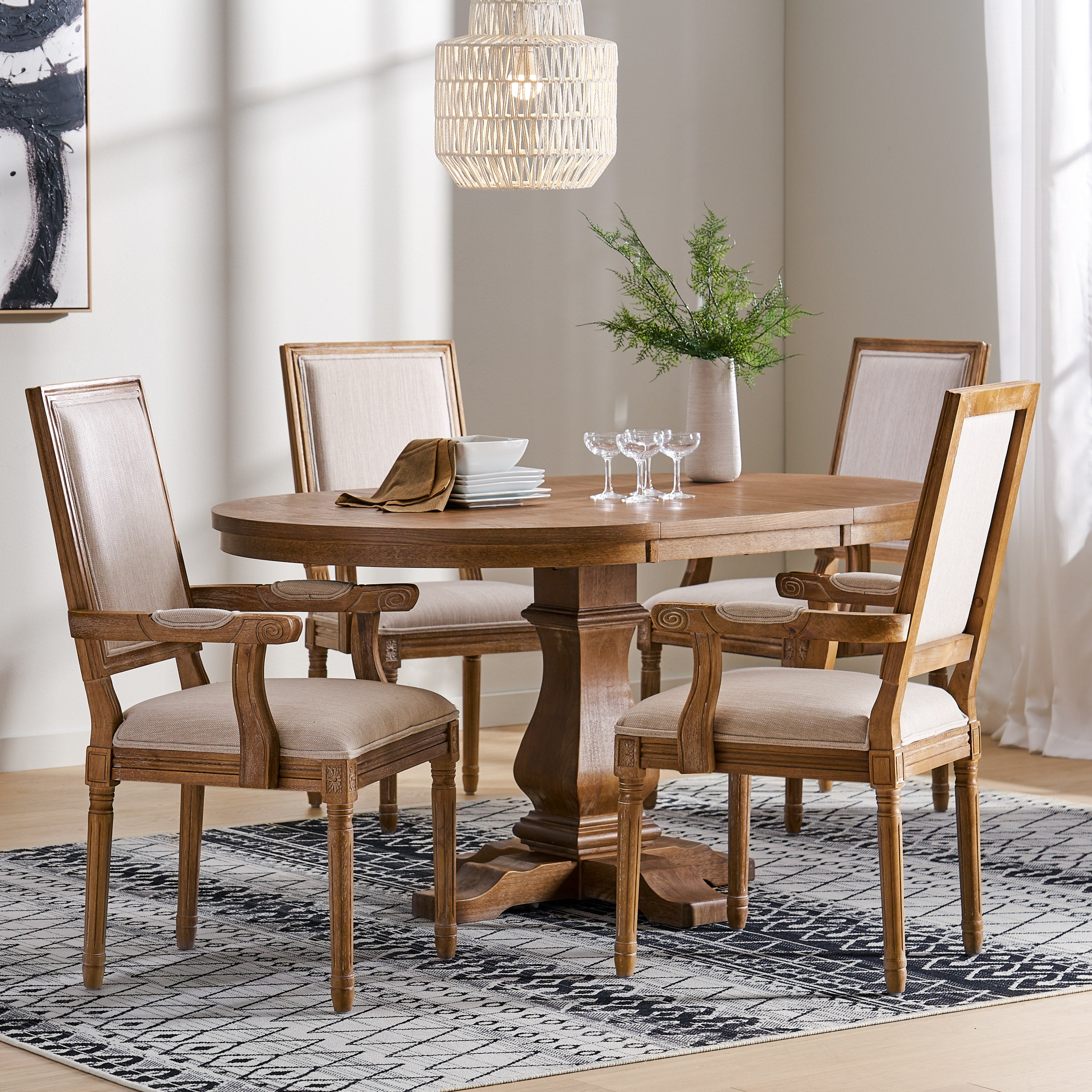 Ashlyn French Country Wood 5-Piece Expandable Dining Set