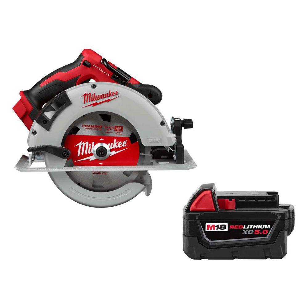 MW M18 18V Lithium-Ion Brushless Cordless 7-14 in. Circular Saw with 5.0Ah Battery 2631-20-48-11-1850