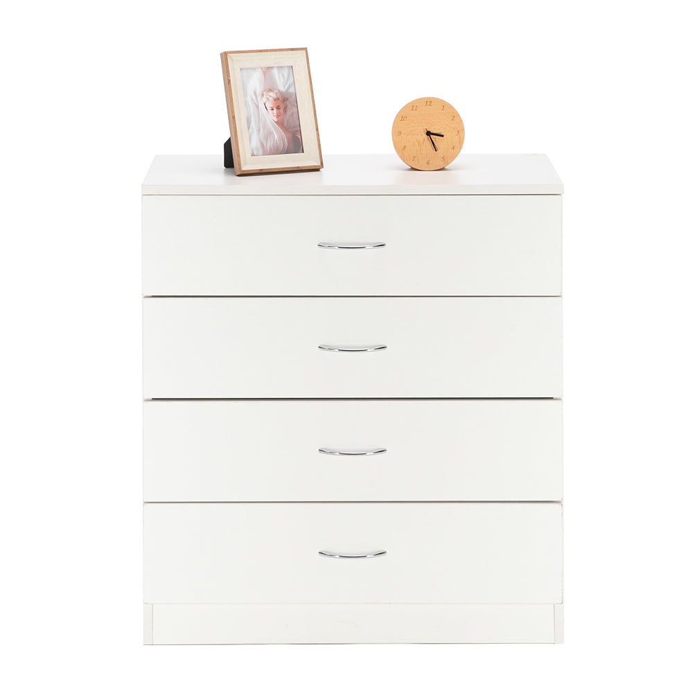 Winado MDF Wood Simple 4-Drawer Dresser White with Metal Handles