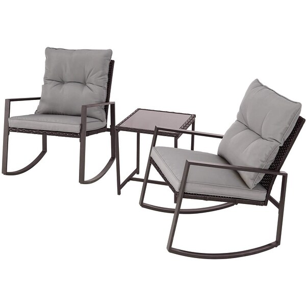 Pheap Outdoor Patio 3piece Black/Brown Wicker Rocking Bistro Set by Havenside Home