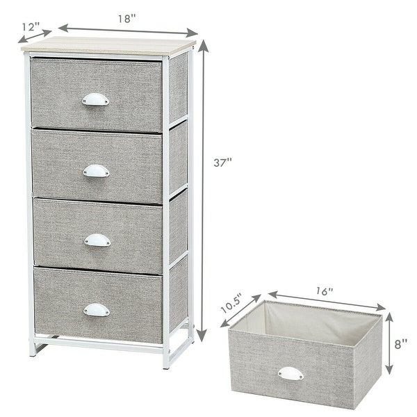 Chest Storage Tower Side Table Display Storage with 4 Drawers - 18