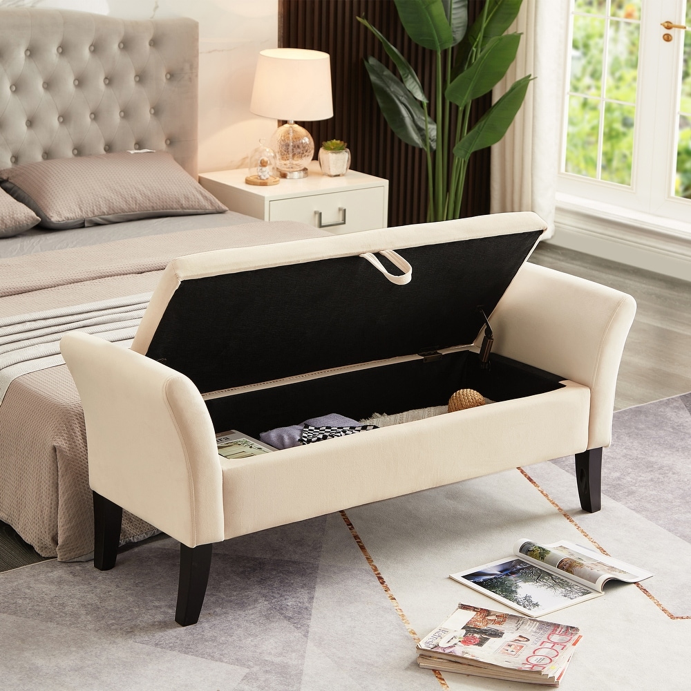 AUKFA Armed Storage Bench for Bedroom Entryway Living Room