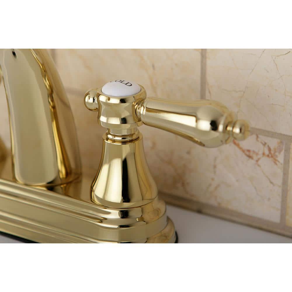 Kingston Brass Traditional 4 in Centerset 2Handle Bathroom Faucet in Polished Brass