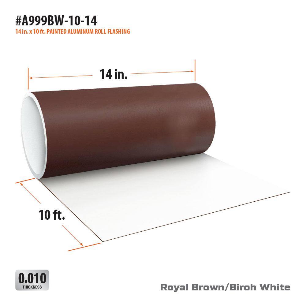Gibraltar Building Products 14 in. x 10 ft. BrownWhite Aluminum Roll Valley Flashing A999BW-10-14