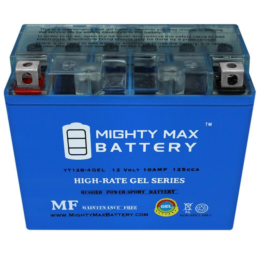 MIGHTY MAX BATTERY YT12B-4 GEL 12V 10AH Battery Replaces Yamaha XVS650 V-Star 1998-2011 MAX3508020