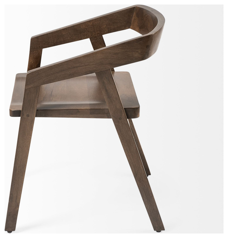 HomeRoots Brown Solid Wood Dining Chair   Midcentury   Dining Chairs   by VirVentures  Houzz