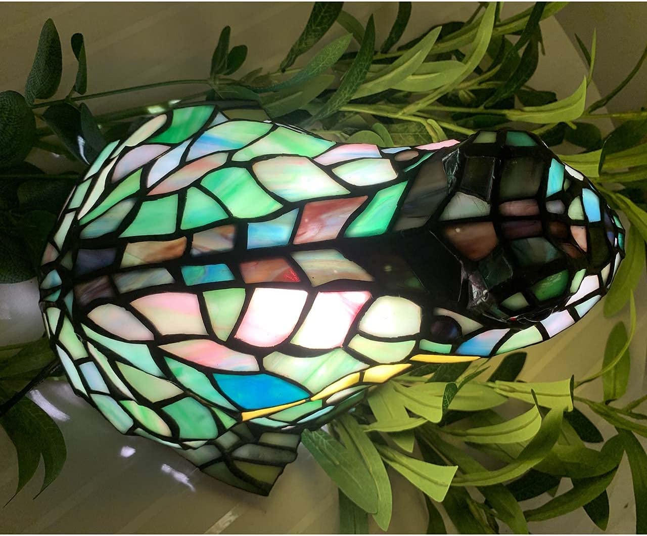 SHADY L10829 Frog Table Lamp  Style Stained Glass Accent Night Light for Home Décor Nursery Bedside (Multi-Colored)