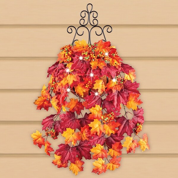 LED Lighted Autumn Leaves Outdoor Wall Basket