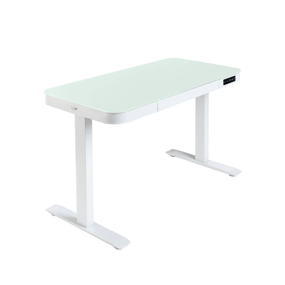 Seville Classics airLIFT 47.5 in. White Rectangular 1-Drawer Electric Standing Desk with Adjustable Height OFF65873