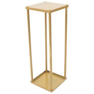 YIYIBYUS 7.9 in. W x 23.6 in. H Gold 2-Piece Metal Floor Flower Stand Wedding Decor Flower Display Stand Gold HG-ZJ-9994