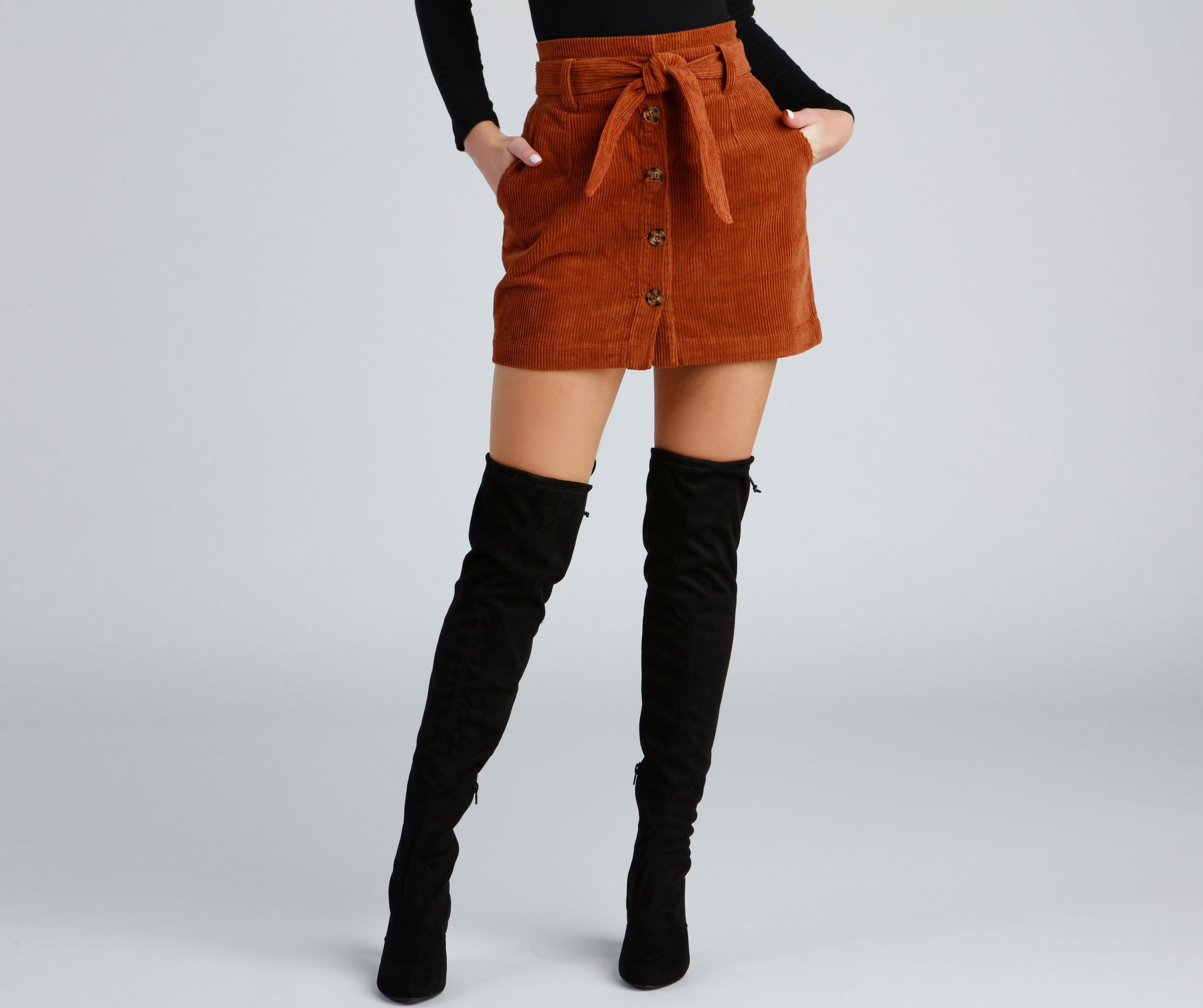 Essential Corduroy Button Down Mini Skirt