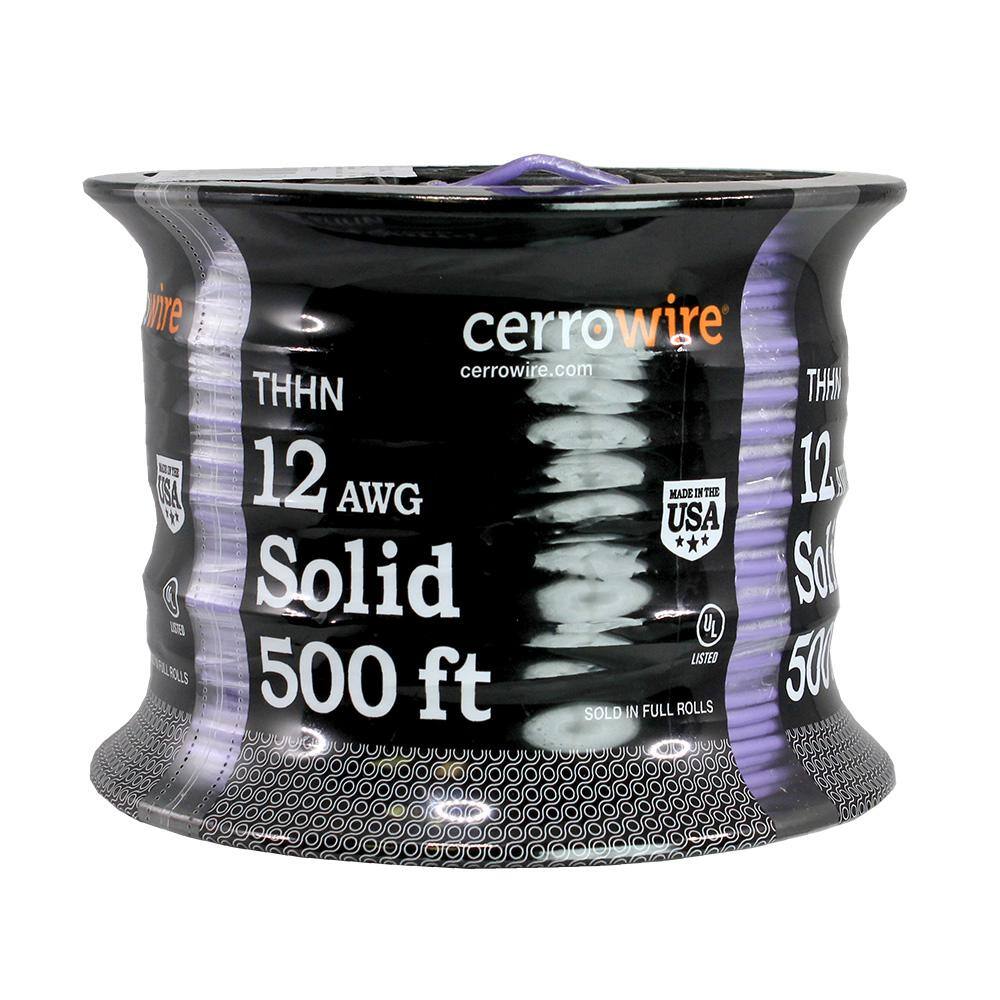 Cerrowire 500 ft. 12 Gauge Purple Solid Copper THHN Wire 112-1659J