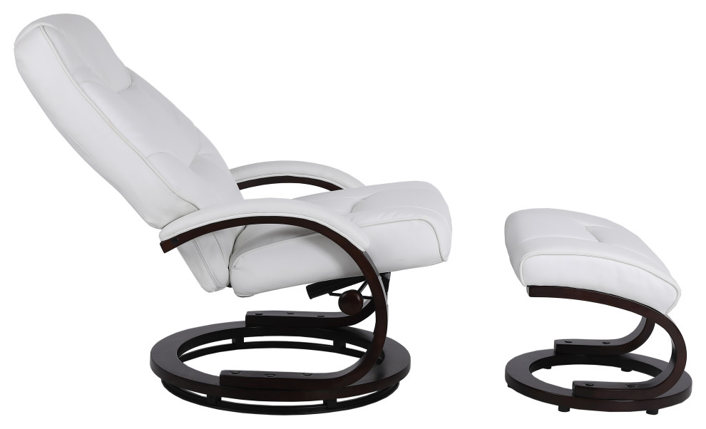 Sundsvall Recliner and Ottoman in White Air Leather   Transitional   Recliner Chairs   by Progressive Furniture  Houzz