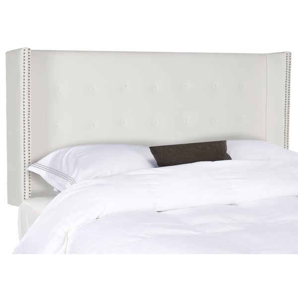 SAFAVIEH Keegan White Velvet Upholstered Tufted Wingback Headboard (Queen) - - 11923843