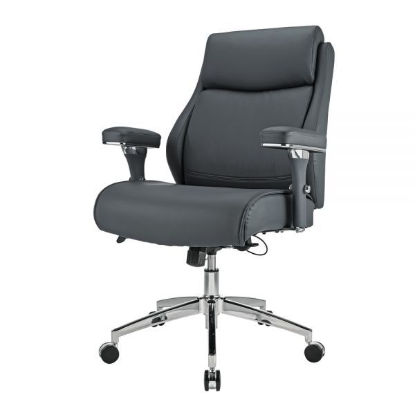 Modern Comfort Keera Bonded Leather Mid-Back Manager's Chair， Gray/Chrome， BIFMA Certified