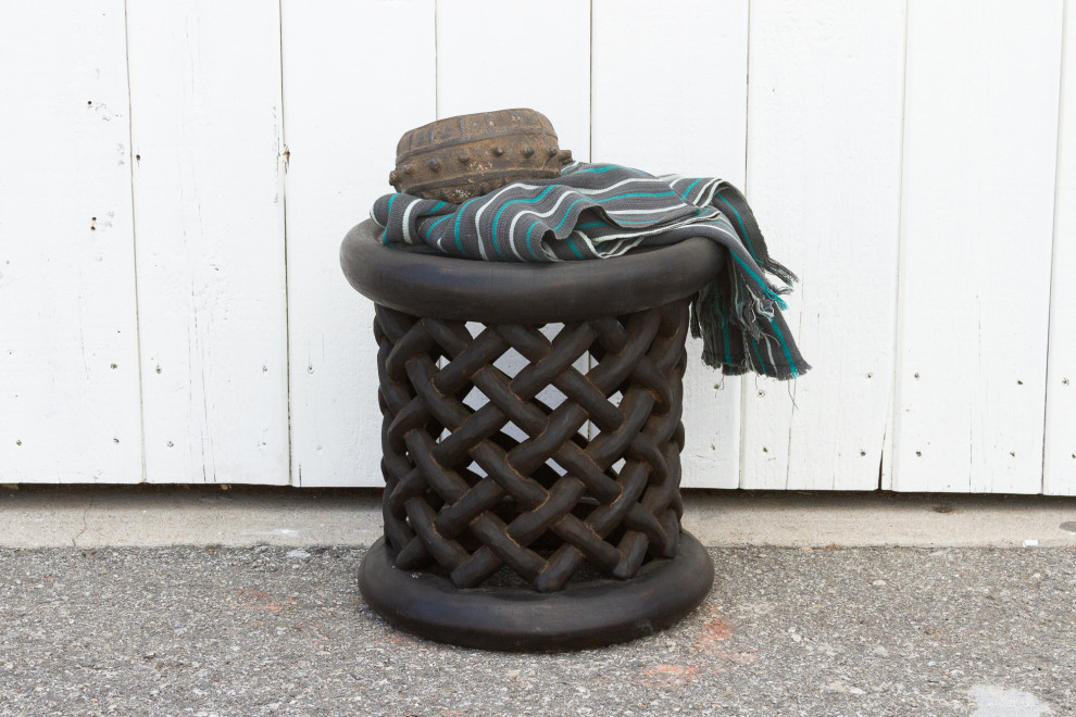 Rustic Dark Walnut Small African Bamileke End Table   Industrial   Side Tables And End Tables   by De cor  Houzz