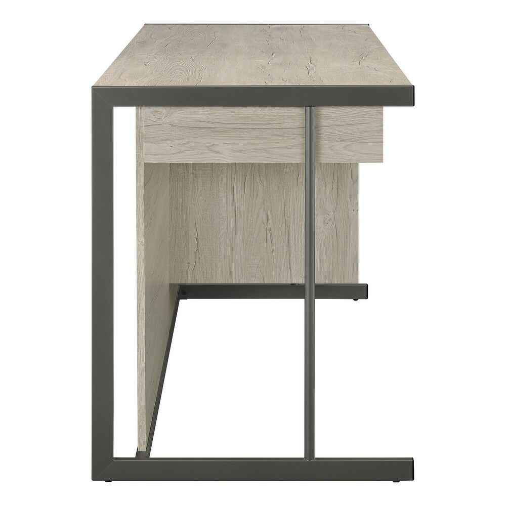 Brisley Whitewashed Grey and Gunmetal Sled Base Office Desk