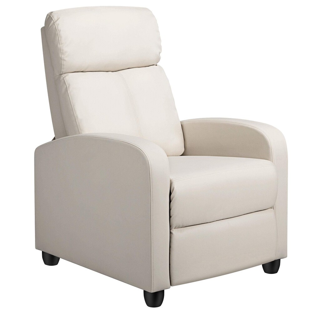 Fabric Recliner Chair Single Sofa Home Theater Seatting Adjustable Modern Single Reclining Living Room Bedroom Ivory