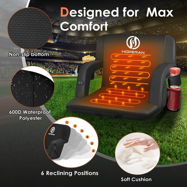 25 Inch 2Pack Heated Stadium Seats for Bleachers with 20000mAh Power Bank Included Stadium Seating for Bleachers Seat