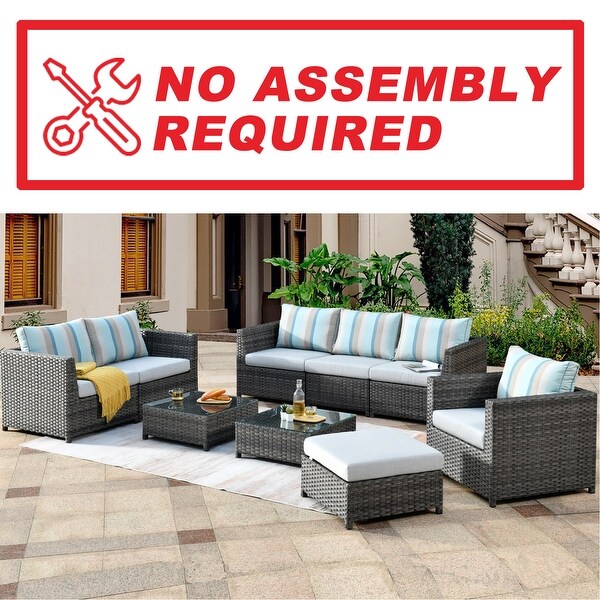 OVIOS Sunbrella Fabric Patio 9and12 Pieces Outdoor Sectional Set