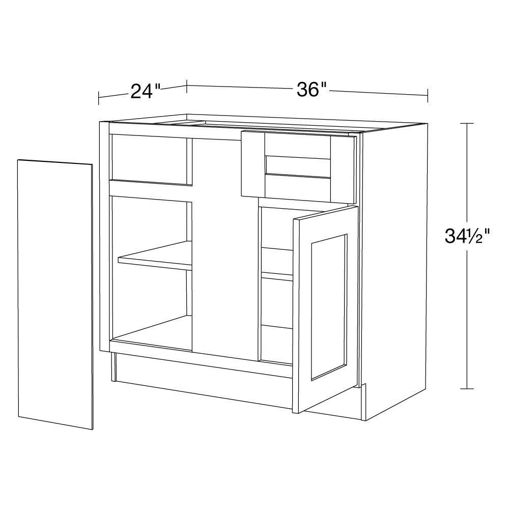 Home Decorators Collection Washington Vessel Blue Plywood Shaker Stock Assembled Corner Kitchen Cabinet Blind Left 36 in. x 34.5 in. x 24 in. BBCU42L-WVB