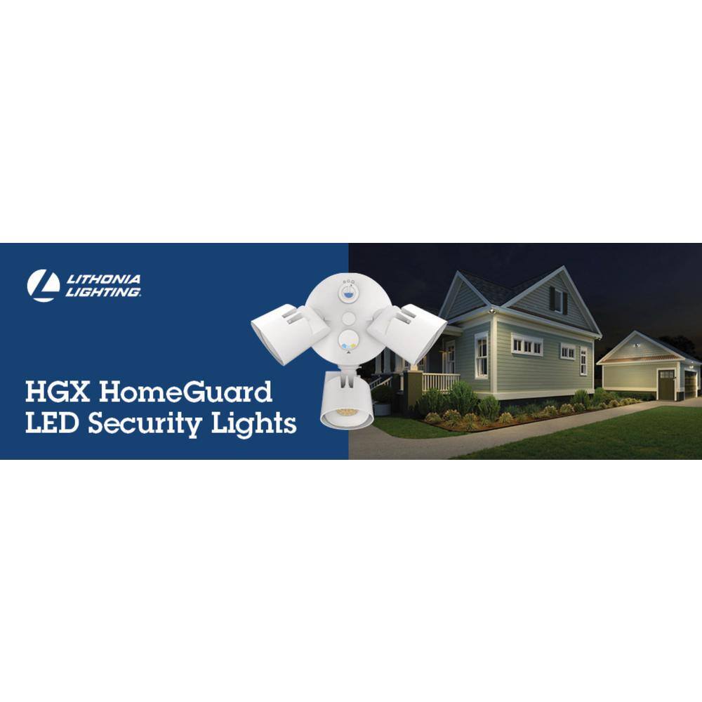 Lithonia Lighting Contractor Select HGX 3-Head Adjustable Lumen and Color Temperature White Outdoor Integrated LED Flood Light HGX LED 3RH ALO SWW2 120 PE WH M2