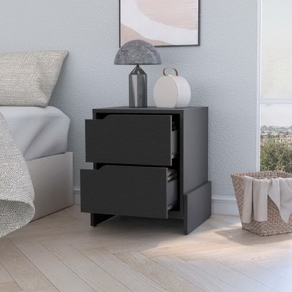 Ralston 2 Drawer Nightstand in Black B062111738