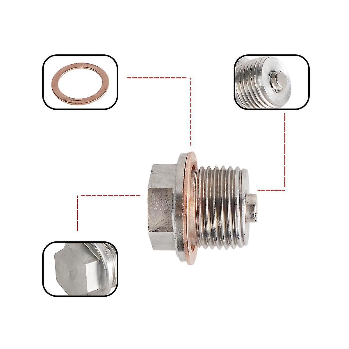 6pcs M12x1.25，m14x1.5，m16x1.5，m18x1.5 Oil Pan Screw， Stainless Steel Gearbox Suction Iron Oil Drain