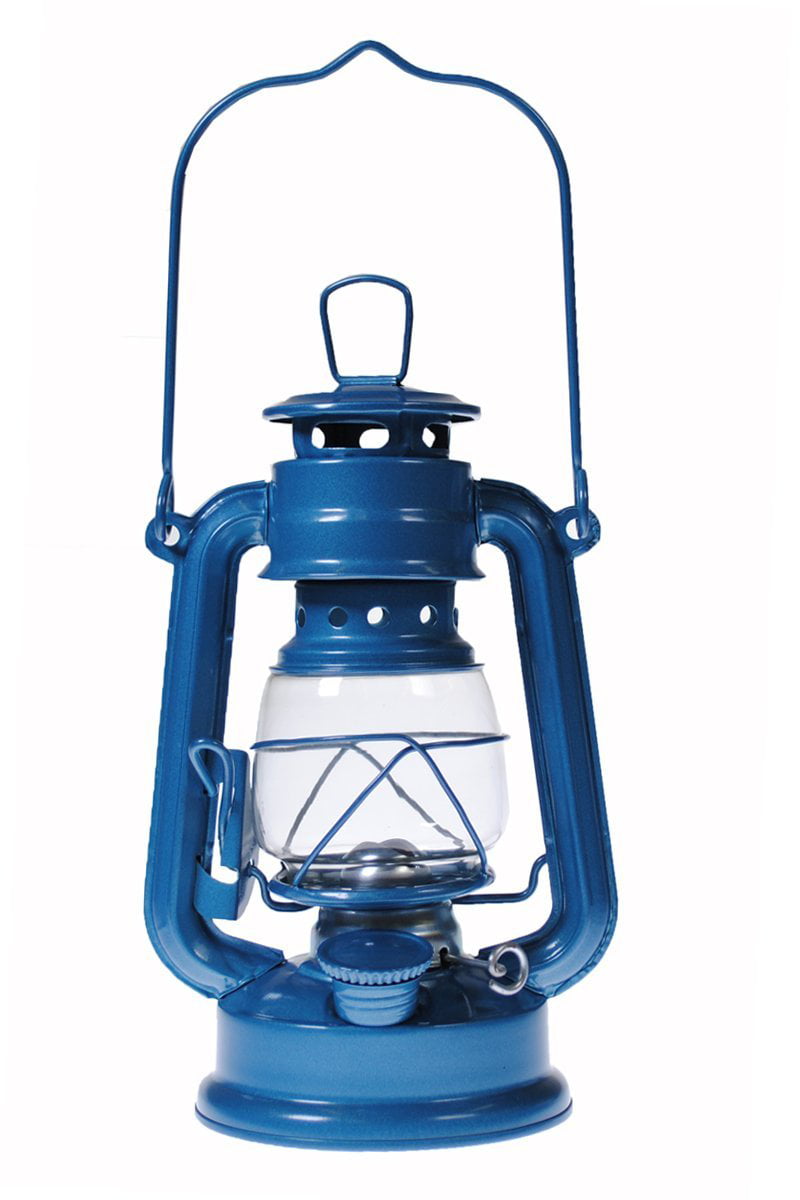 Lot of 4 - Hurricane Kerosene Oil Lantern Emergency Hanging Light Lamp - Blue - 8 Inch