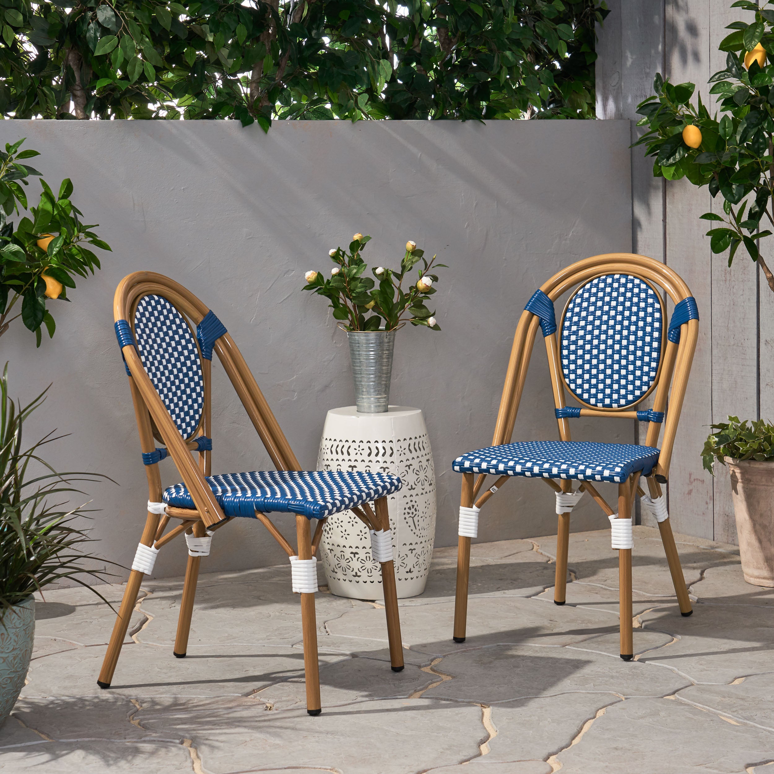 Kazaria Outdoor French Bistro Chairs (Set of 2)