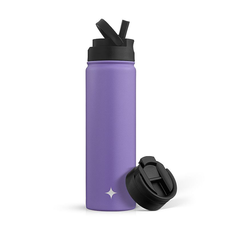 JoyJolt Triple Insulated 22-oz. Water Bottle with Flip Lid and Sport Straw Lid