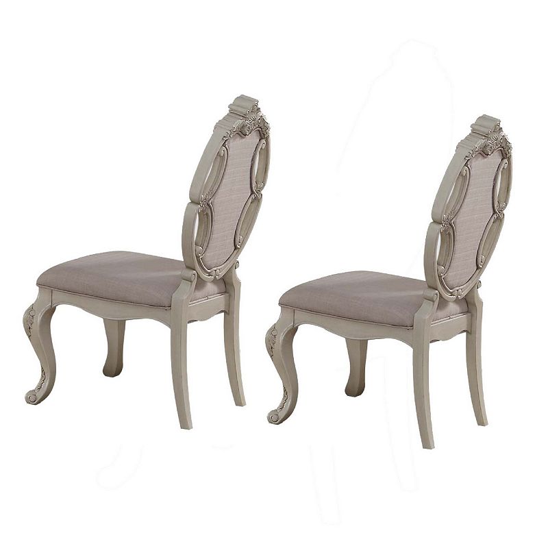 26 Inch Wide Upholstered Dining Side Chair， Set of 2， White