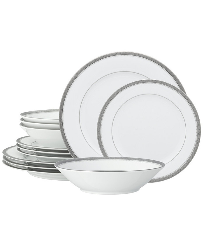 Noritake Charlotta Platinum 12 Piece Set Service for 4