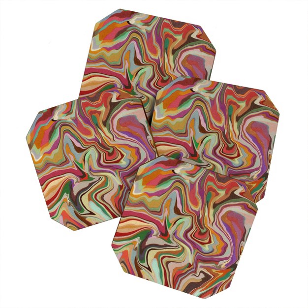 Alisa Galitsyna Colorful Liquid Swirl Coaster Set Deny Designs