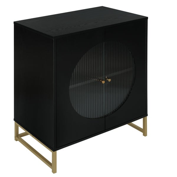 Black Storage Cabinet with Glass Door， Sideboard Buffet Cabinet for Kitchen，Dining Room