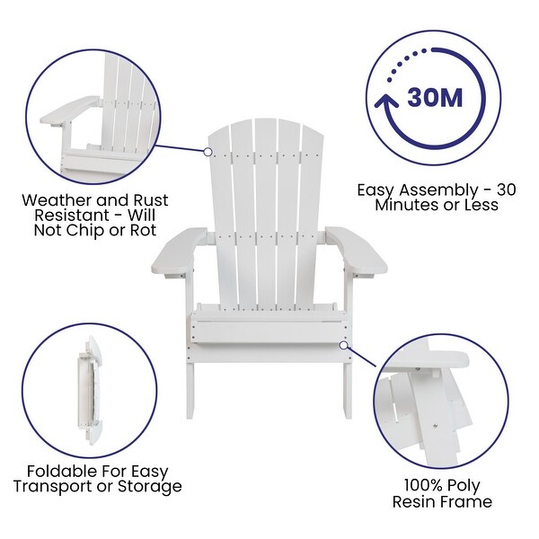 Polyresin Folding Adirondack Indoor/Outdoor Patio Chair (Set of 4)