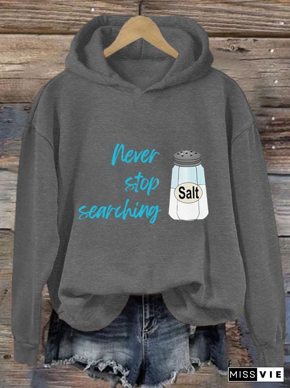 Women's Never Stop Searching Salt Print Hooded Sweatshirt