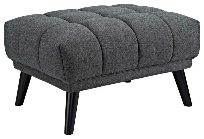 Stella Gray Upholstered Fabric Ottoman   Midcentury   Footstools And Ottomans   by V.S.D Furniture  Houzz