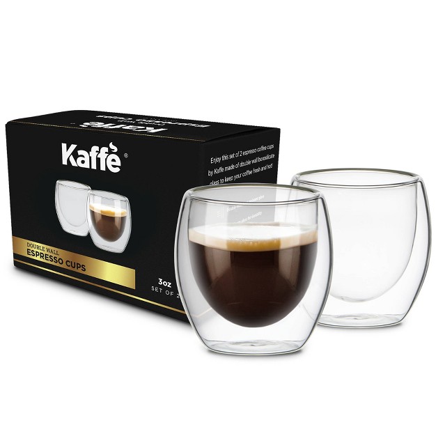 Kaffe 3oz Double wall Borosilicate Glass Cups Set Of 2