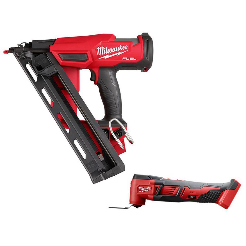 MW M18 FUEL 18-Volt Lithium-Ion Brushless Cordless Gen II 15-Gauge Angled Nailer with Brushed Oscillating Multi-Tool 2839-20-2626-20