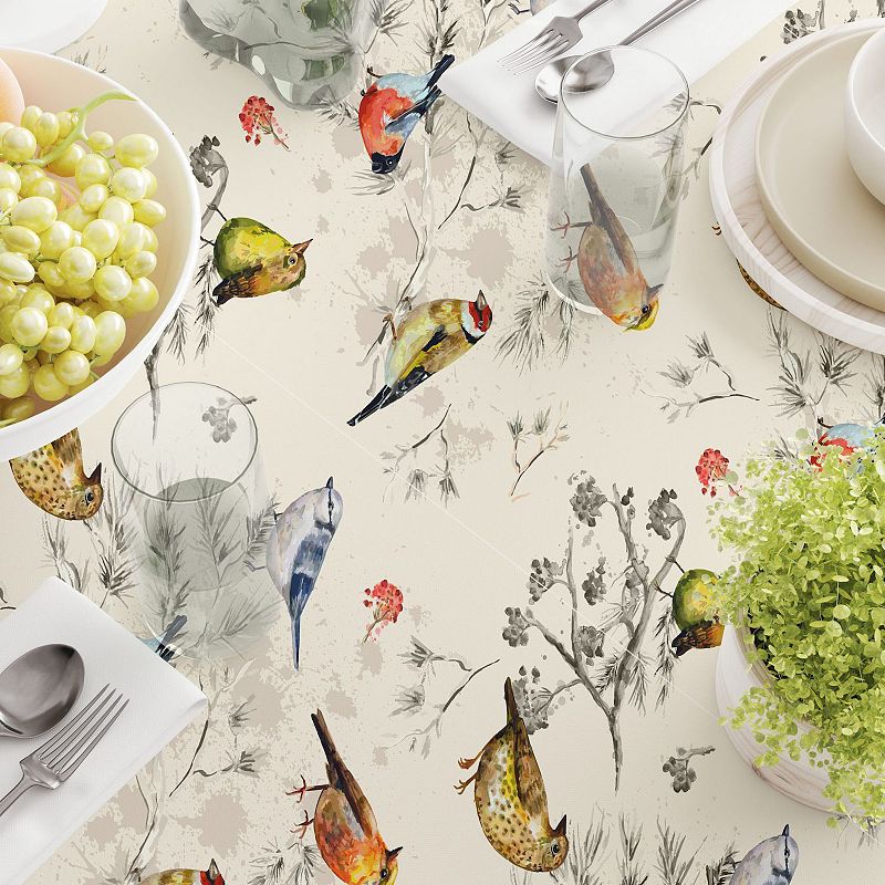 Square Tablecloth， 100% Polyester， 60x60， Bird Watch