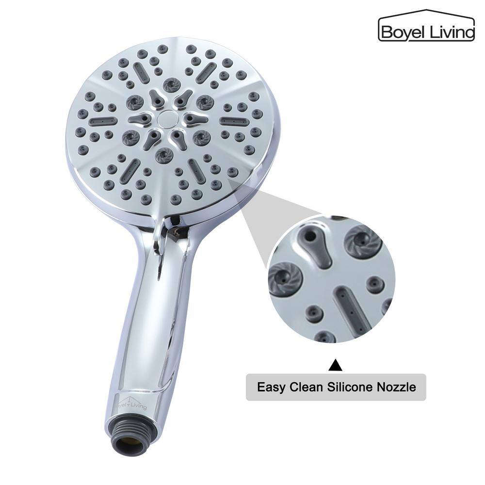 Boyel Living 5-Spray Patterns 5 in. High Pressure Wall Mount Handheld Shower Head with 2.5 GPM and 59 in. Long Hose TWHSB015-5CH