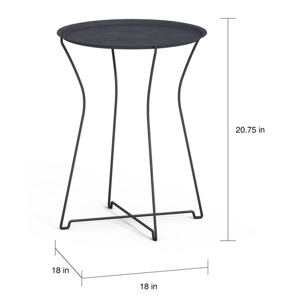 Atlantic Metal Round Side Tray Table; Removeable Tray Top， Decor， Wire Collapsible Legs， Indoor， Outdoor