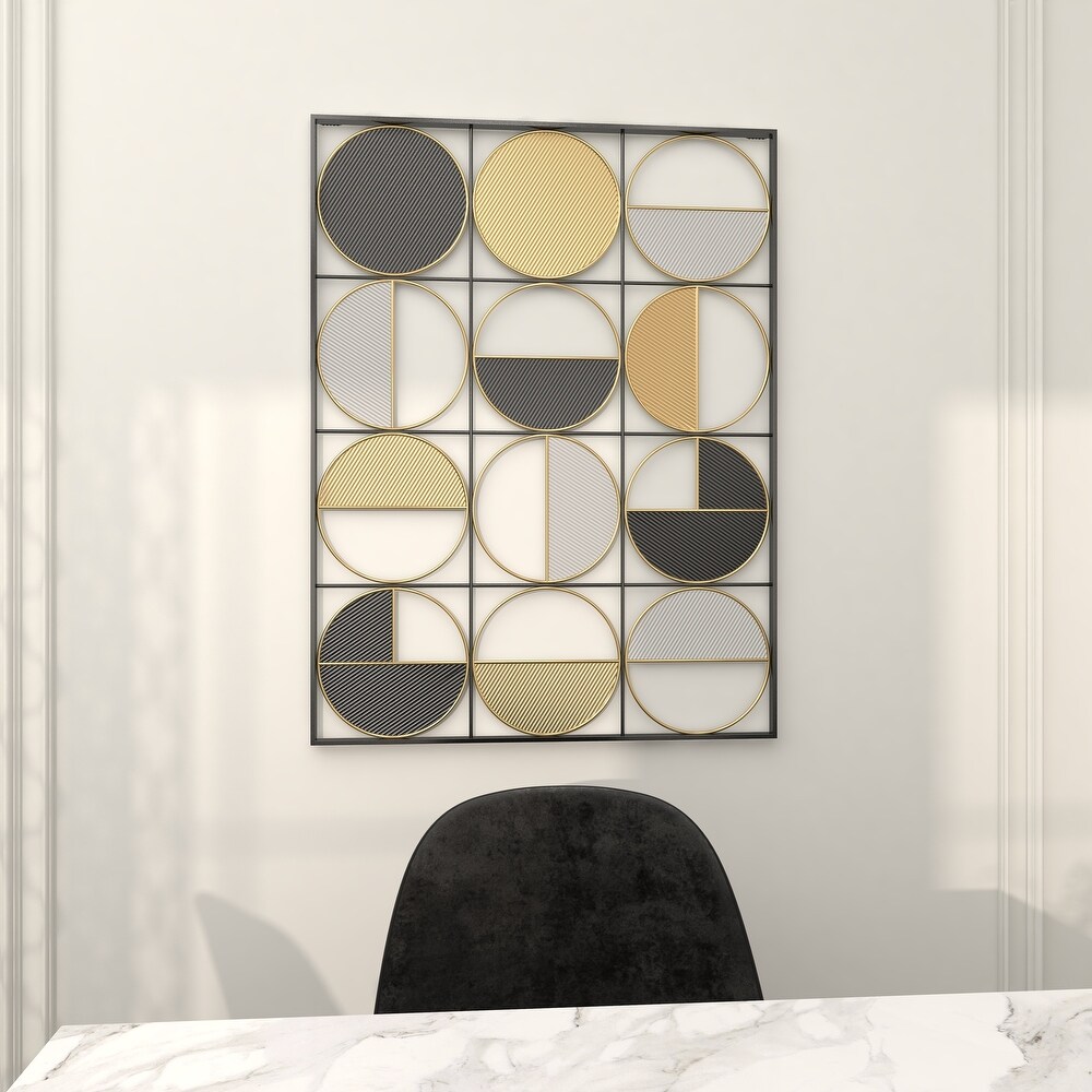 CosmoLiving by Cosmopolitan Black Metal Half Moon Geometric Wall Decor with Gold Detailing