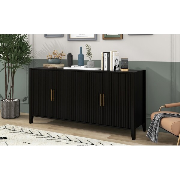 U-Style Accent Storage Cabinet Sideboard Wooden Cabinet with Metal Handles