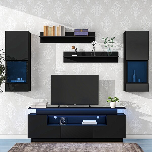 5Pcs Wall Mount Floating TV Stand Entertainment Center up to 75