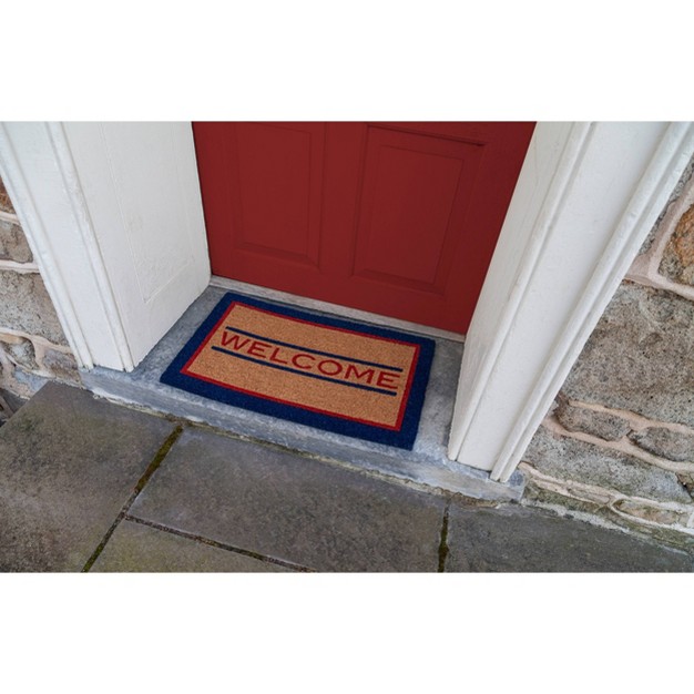 X 2 x27 4 quot Welcome Indoor outdoor Coir Doormat Blue red brown Entryways