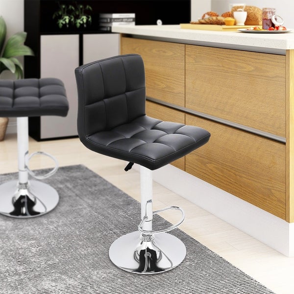 Maypex Swivel Adjustable Height PU Upholstered Bar Stool(set of 2)