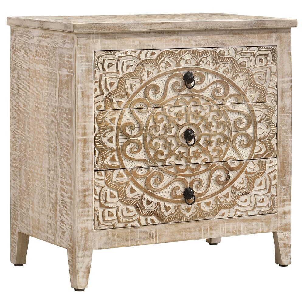 Coaster Furniture Mariska 3 drawer Wooden Accent Cabinet White Distressed   28.00'' x 16.00'' x 28.00''