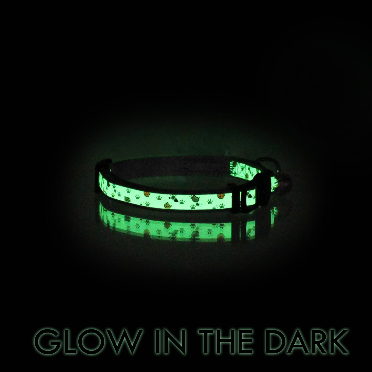 Pawtitas Glow In The Dark Cat Collar with Safety Buckle and Bell